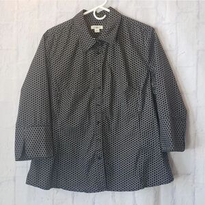 CATO Polka Dot Button Down Top XL Black & Tan